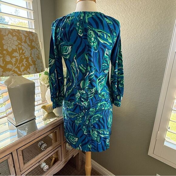 NWT Lilly Pulitzer Elianna Indigo Breeze 3/4 Sleeve T-Shirt Dress Cotton Small - Picture 10 of 16